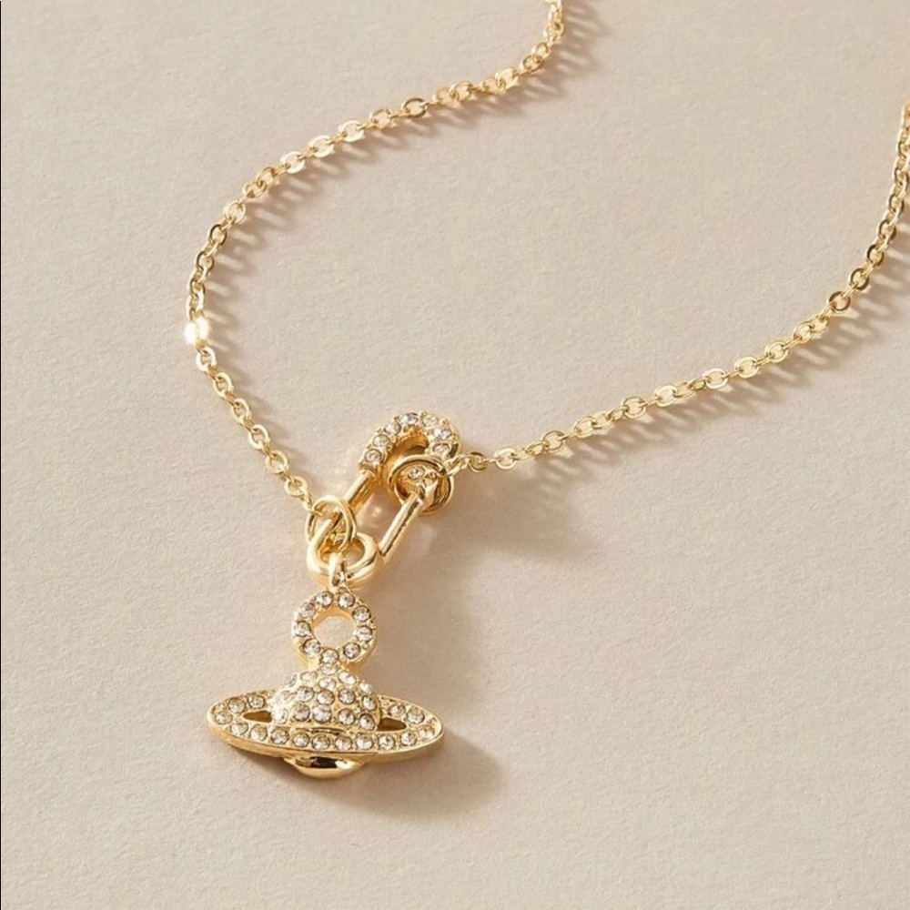 Gold Planet Charm Necklace